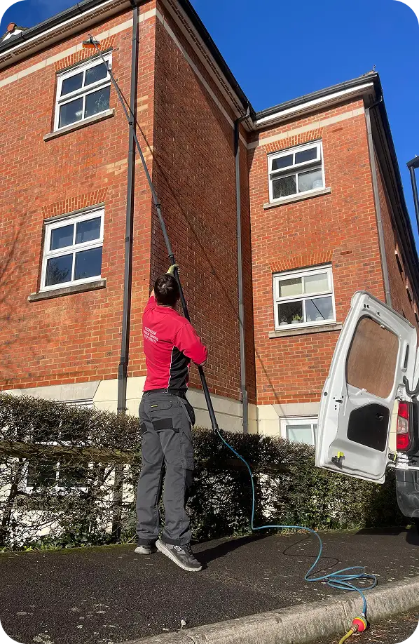 Cleaning a house exterior